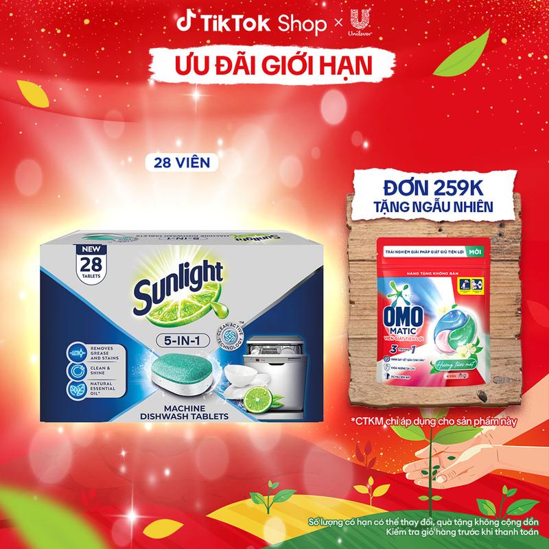  Hộp Viên Rửa Chén Bát SUNLIGHT 5 in 1 Cho Máy Rửa Chén Bát  28V hộp   2  