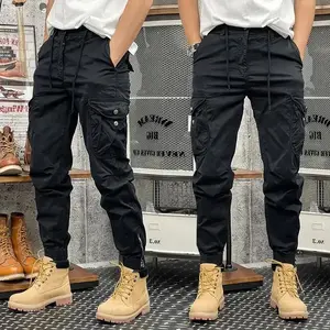 Celana jogger carggo Combat Black unisex original 6 saku pinggang karet fit Resleting nyaman kegiatan sehari-hari Joger santai