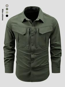 Camisa de malla de secado rápido para hombre, diseño minimalista, anorak de manga larga para actividades al aire libre como senderismo y pesca