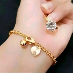 GELANG TANGAN NORI UKIR FREE CINCIN TITANIUM DEWASA 24K
