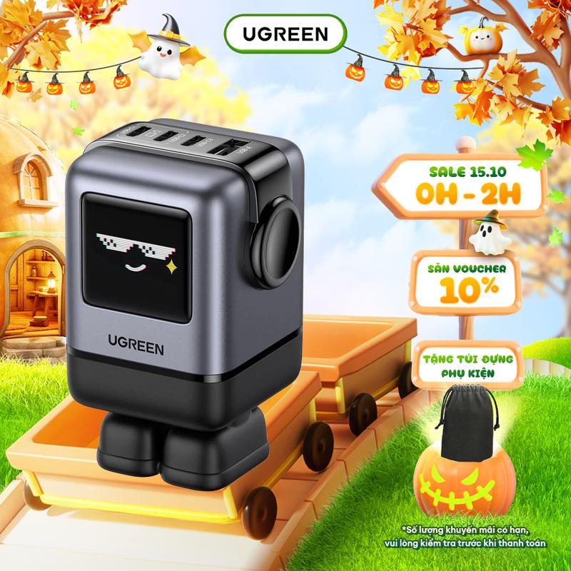 Củ sạc nhanh Robot Ugreen Uno 100W | Công nghệ GaN | Sạc 4 thiết bị cùng lúc | Bảo hành 18 tháng 1 đổi 1 45514B