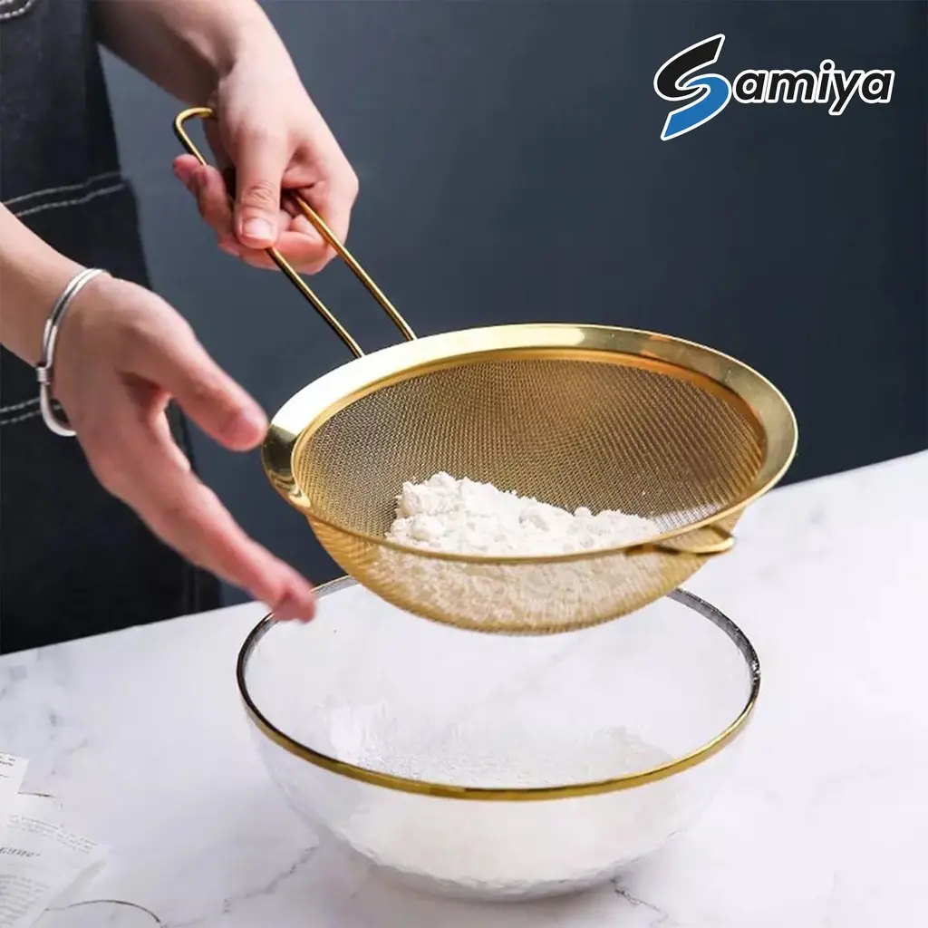 BISA COD saringan masak dapur minyak tepung serbaguna / kitchen oil strainer premium stainless 304 rosegold gold satuan