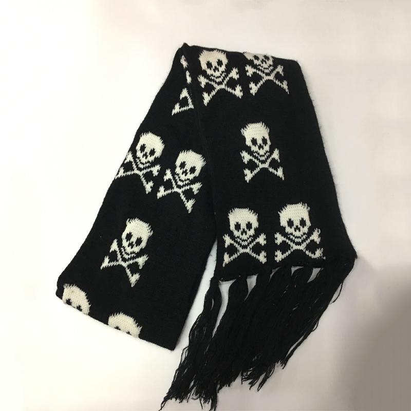 Khăn Quàng Cổ Đầu Lâu Rồng Unisex Cho Nam Và Nữ, Khăn Choàng Pashmina Dệt Kim, Màu Đen, Acrylic, Echarpe, Bộ Xương Nữ Sang Trọng, Quấn Tua Rua, Mùa Đông Choàng Cổ Women 2