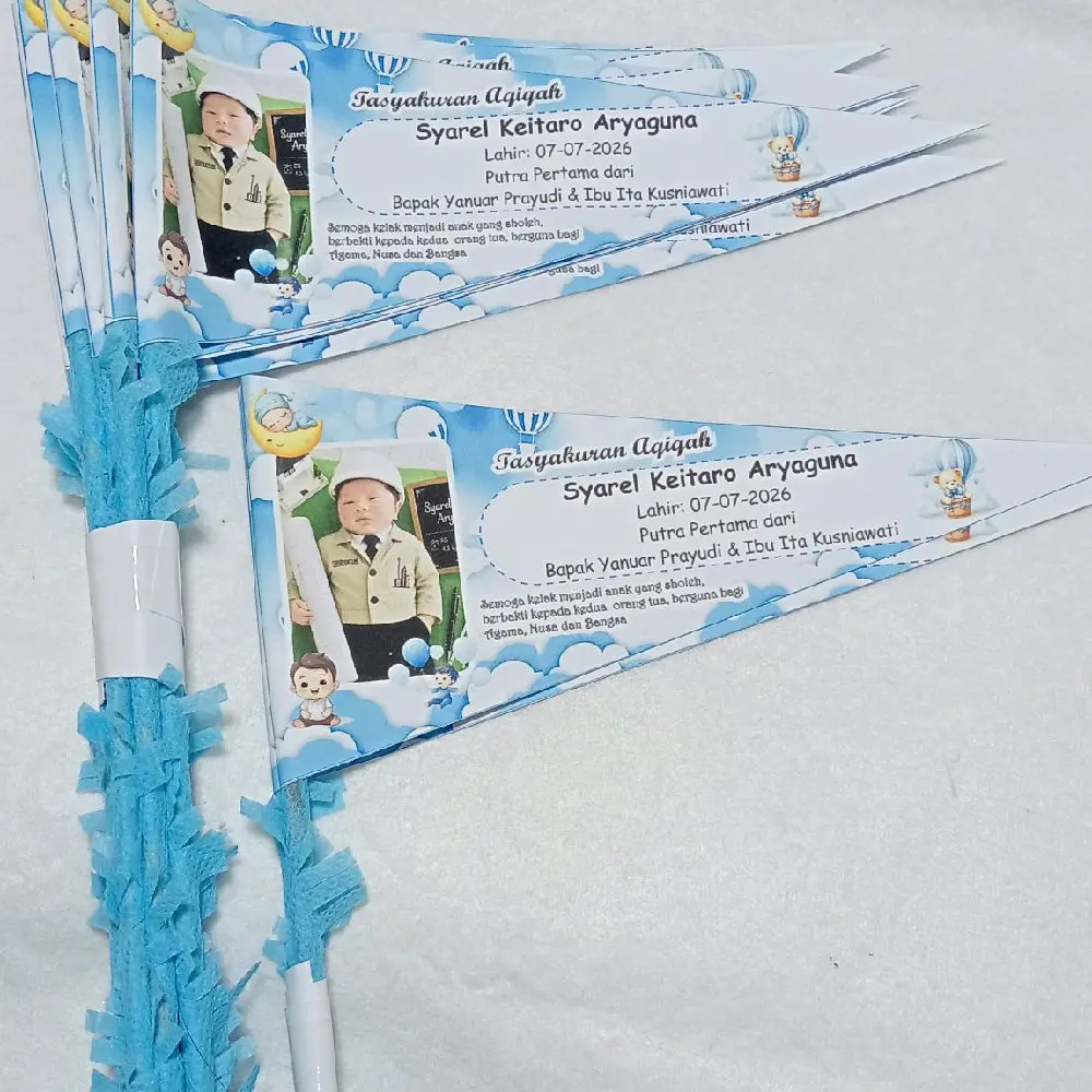 60 Pcs Bendera aqiqah,syukuran,khitanan,khataman