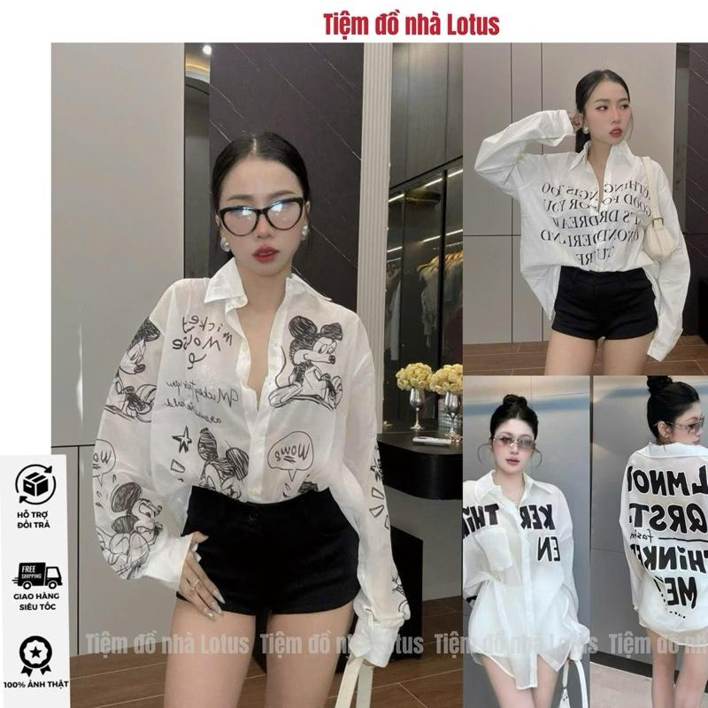 VIDEO LOTUS Áo Sơ Mi Kiểu A98 - In Mickey & In Chữ Sexy Tiệm đồ nhà Lotus