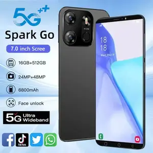 Smartphone Spark GO 7.0inch 16+512GB Android Support Dual Card 6800mAh Android Phone 1 Year Warranty