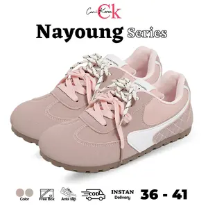 CANIKOREA Nayoung Sepatu Tali Wanita Pink Cantik Sweet look Casual Nyaman Super Ringan Sneakers Korean Style C9009
