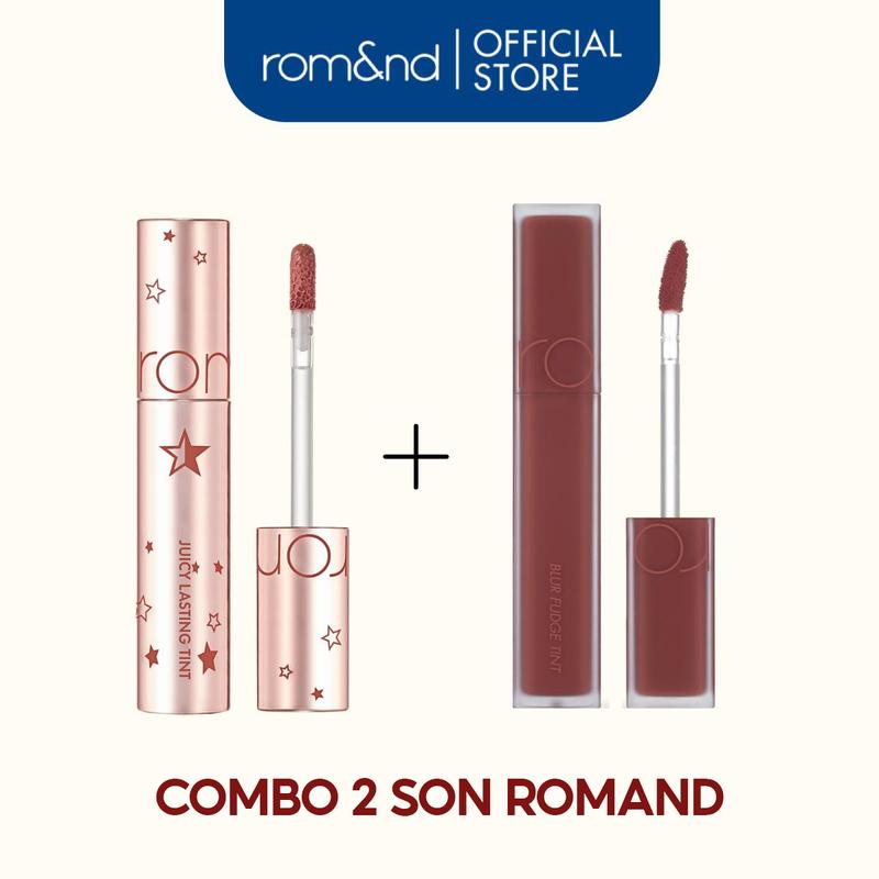 Rom&nd Combo 2 Son Gồm: 1 Son Tint Bóng Juicy Lasting Tint + 1 Son Kem Lì Romand Blur Fudge Tint 5g
