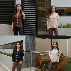 Pluffyschoice Abigail Embossed Buttons Cardigan Bigsize Wanita