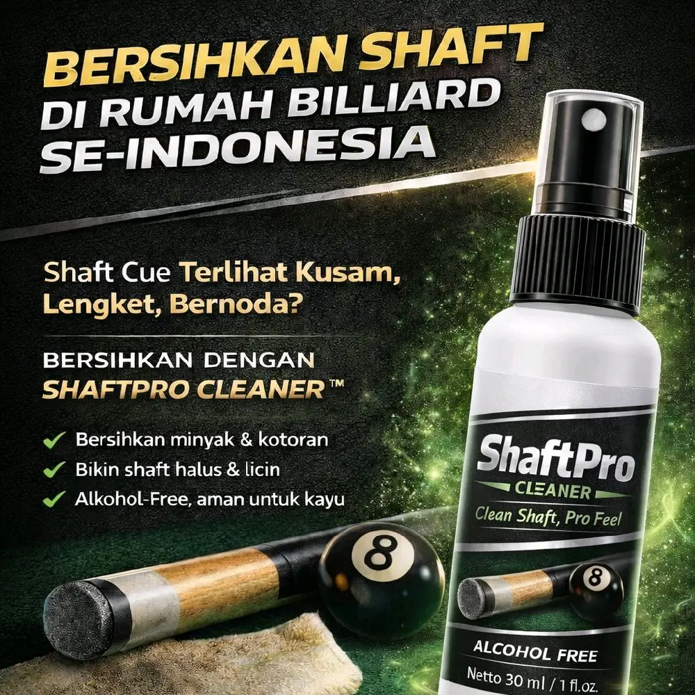 Pembersih Stik billiard ShaftPro Cleaner Tanpa Alkohol 30 ml untuk Sensasi Pro