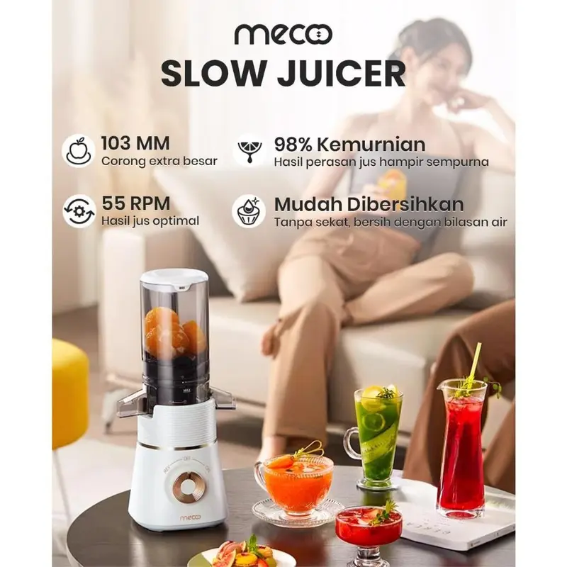 Mecoo Aesthetic Slow Juicer Extra Big Mouth Meco Mecco Juicer Buah Juice Blender Buah 1