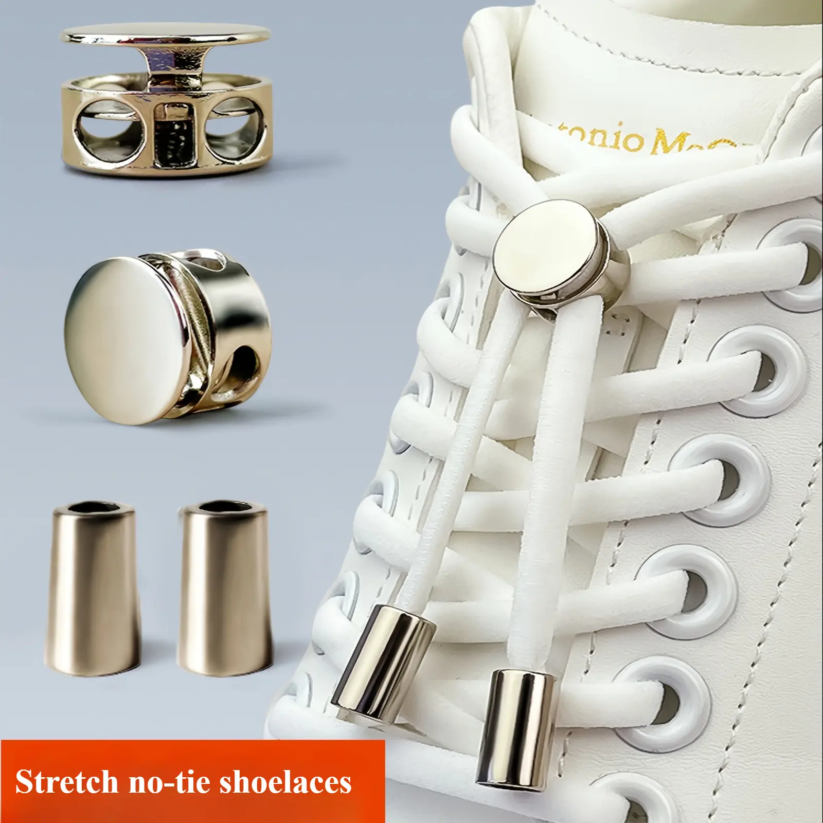 1 pair of Durable Metal Round Elastic Shoelaces Without Tying High Elasticity Suitable for Boots Color Matching