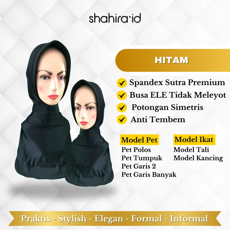 Hijab Dinas Polwan Hitam Ikat Leher Premium Jilbab Instan Olahraga Sport Pad Tumpuk Polos Anti Tembem Kerudung Muslim Cantik Nyaman tali 2025 1