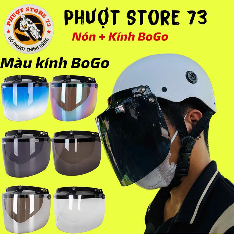 Mũ bảo hiểm 1 2 Nửa Đầu Camry Gắn Kính BoGo freesize 53-59cm