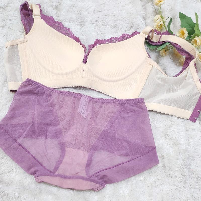 [ isi 3pcs randoom ] Bra Wanita Set+CD Bra Tanpa Kawat Size 32-36 Cup A to B Bra Penekan Lemak set 1357 5