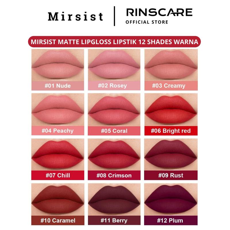 MIRSIST - Matte Lipgloss Lipstik Matte Nude Tahan Air Longlasting 12 Shades Harum Lipstick Lipmatte 1