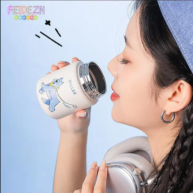 Cốc cách nhiệt mini FEDO Girls Cốc nước hoạt hình dành cho chó Cốc ăn sáng di động bằng thép không gỉ 316 150ml chống rơi, duy trì nhiệt độ Thích hợp để mang theo khi đi du lịch ngoài trời, năm kiểu dáng, chó khác nhau, quà tặng cặp đôi 5