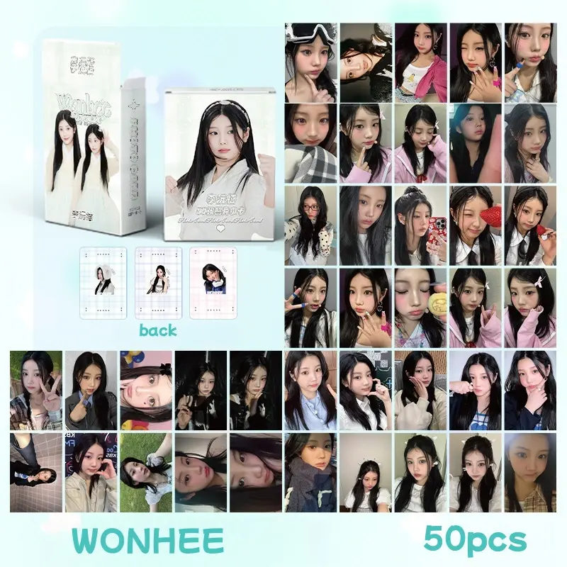 Thẻ Lomo Laser 3d, ILLIT, 50-55 cái / hộp, Thẻ ảnh Album SUPER REAL ME, WONHEE Solo, YUNAH, MINJU, MOKA, IROHA, Bưu thiếp 3d, Đang Giảm Giá, JY 7