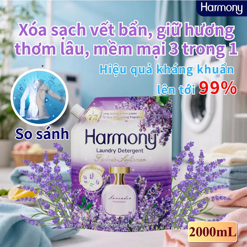 Nước giặt thiên nhiên hương nước hoa 2000ml! Cho quần áo thơm sang như mùi cơ thể tự nhiên,3 tác động trong 1 Sạch sâu + Bảo vệ quần áo + Lưu hương chiết xuất thảo mộc dịu nhẹ an toàn cho mẹ và bé hương thơm bền lâu tới 72 giờ.
