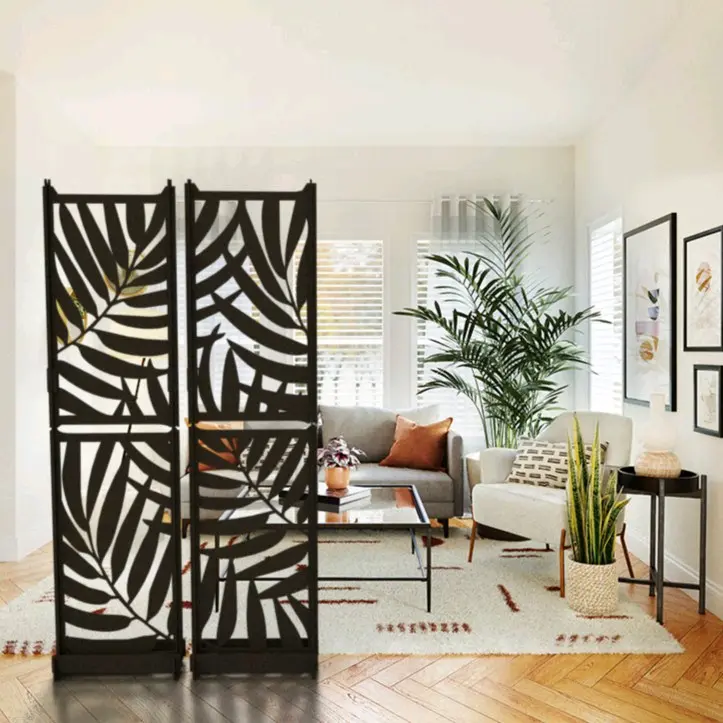Sekat Pembatas Ruangan Lasercut Tropical Palm Leaf Kayu Aesthetic 2