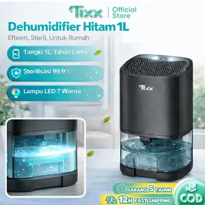 Tixx Dehumidifier 3-in-1 Hemat Listrik (36W): Mode Tidur Sunyi + Penyaring Udara + Lampu LED Warna, Tangki 1L Auto Stop, Solusi Lembab Apartemen & Kamar Penghilang Kelembaban Anti Jamur Bau Apek Tidur Untuk Kosan Cocok untuk Ruang 5-36m²
