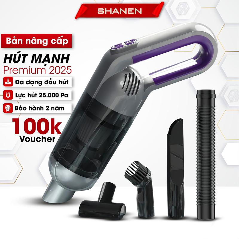 Máy hút bụi cầm tay mini không dây SHANEN công suất 120w lực hút 25000Pa Bảo hành 24 tháng