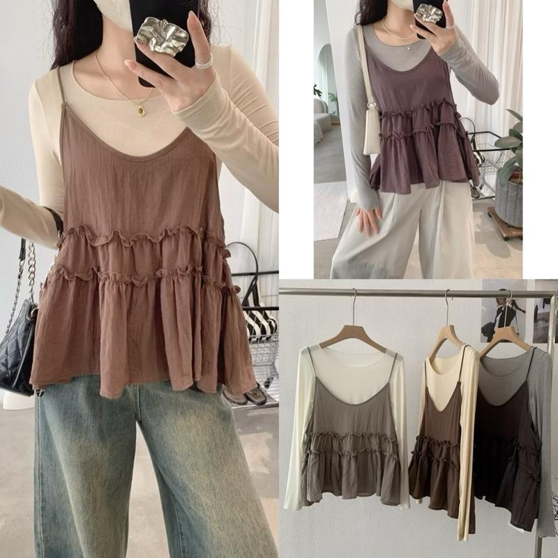 Set Áo Thô 2S Bèo Tầng Mix Thun Giấy Mỏng”MELIA” Form BabyDoll xoè siêu xinh-dành cho Nữ