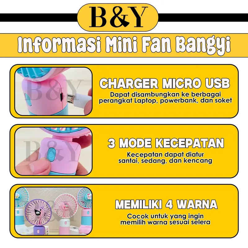 Kipas Angin Portable SANRIO USB Fan Mini 7