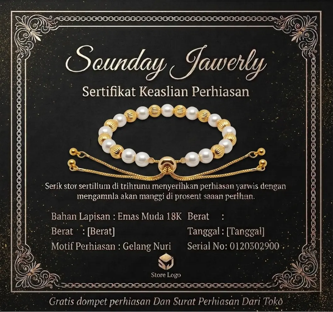 Gelang Serut Bracelets Mutiara Putih Gold Elegan Dengan Lapisan Emas Muda gratis Dompet Perhiasan