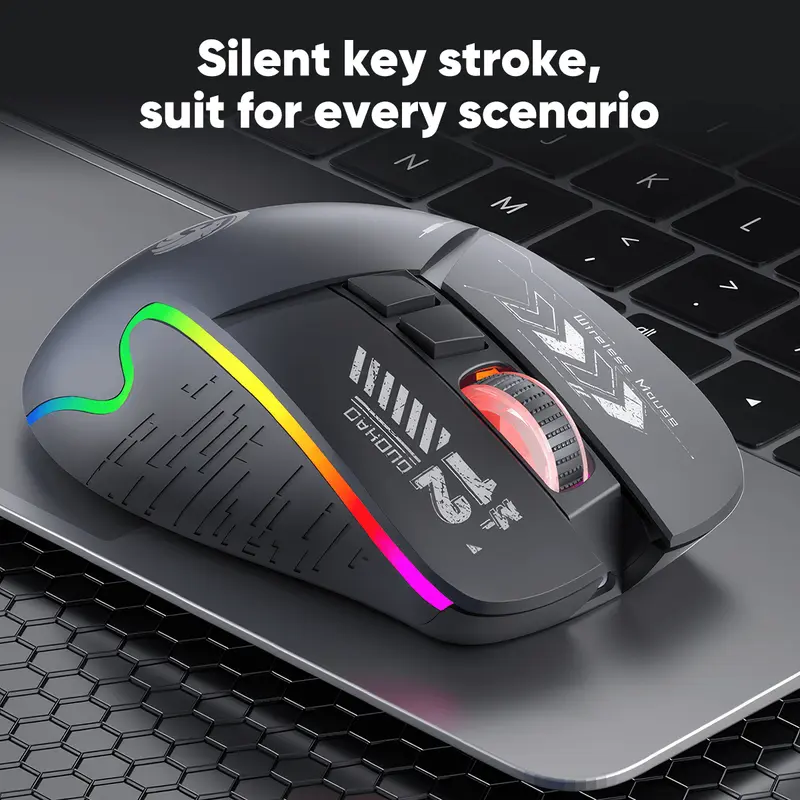 MOFii Gaming Mouse Wireless Bluetooth + 2.4G RGB Lights Rechargeable Baterai Type-C Fast Charging M12 5