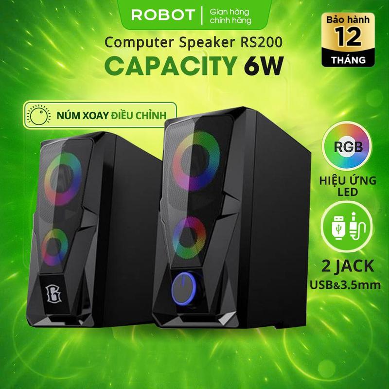 BH 1 NĂM | Loa Máy Tính ROBOT RS200 Hiệu Ứng Đèn LED RGB Âm Thanh HD Chất Lượng Cao - Kết Nối Với Laptop/ Điện Thoại/ PC | Củ Loa Nghe Nhạc