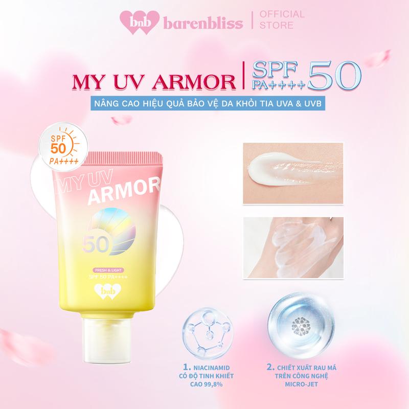 Kem chống nắng barenbliss bảo vệ da chống tia UVA nâng tone kiềm dầu My UV Armor SPF50 PA++++ 30ml