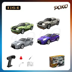 POKO Mainan RC Mobil Drift 1:64 Nissan GTR R35 & Dodge Hellcat - Bodi Bisa Dilepas, Kontrol Proportional (Gas & Setir), Sistem Drift Profesional, Dual Mode Kecepatan, Lampu LED Sporty, USB Rechargeable - Hadiah Keren untuk Anak & Kolektor Mobil RC