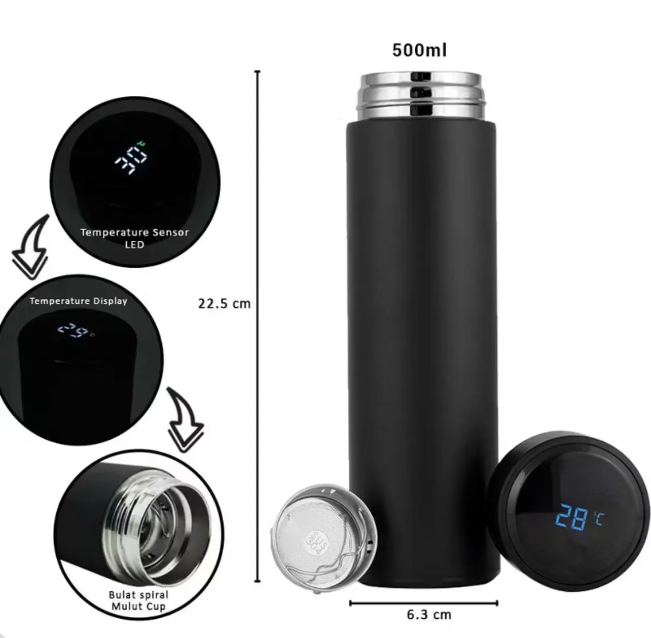 Tumbler LED / Smart LED Termos Stainless Steel 500ml