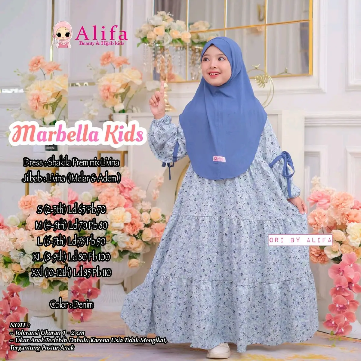 Gamis Anak Perempuan Usia 2-12th Marbela Kids Free Jilbab Original Alifa Dress Muslim