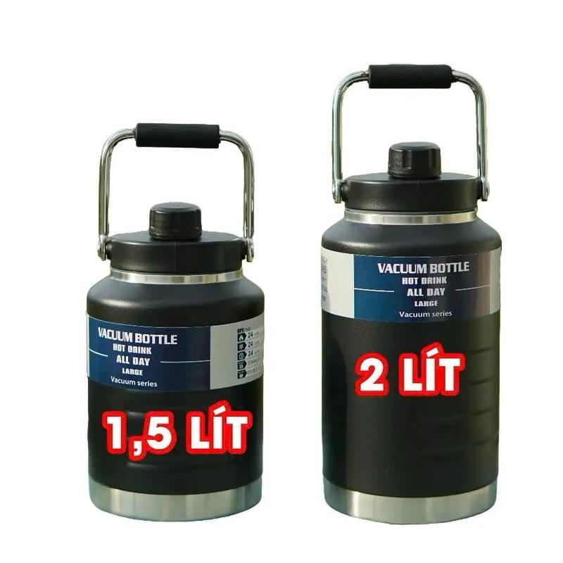  Bình giữ nhiệt chân không 24 tiếng núm xoáy dung tích lớn 2 Lít Bình nước thể thao hai vách bằng thép không gỉ có nắp tay cầm bằng thép không gỉ 