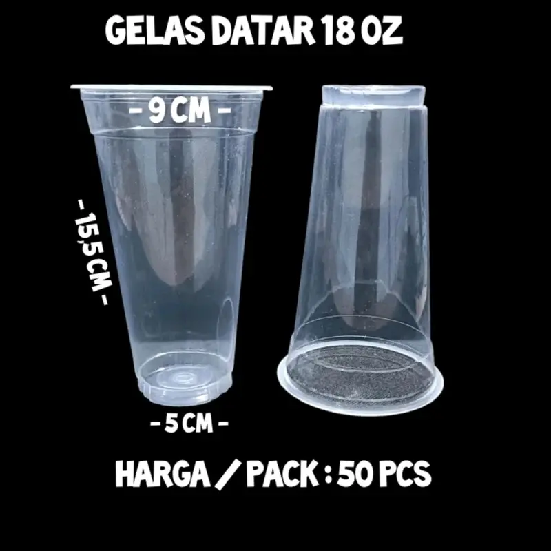 Gelas Cup Plastik 18 oz - Kualitas Bagus dan Tahan Lama (50 pcs) 0