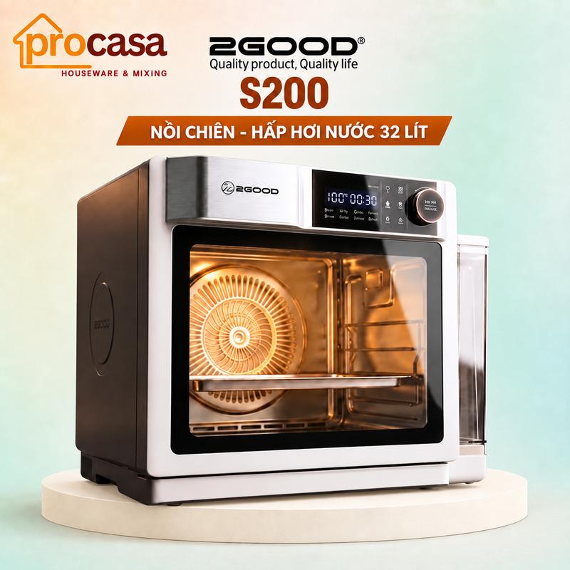 (Mẫu 2026)Nồi chiên không dầu hấp hơi nước 2Good S200 - 32 lít - Công nghệ AeroCore Dynamics ...