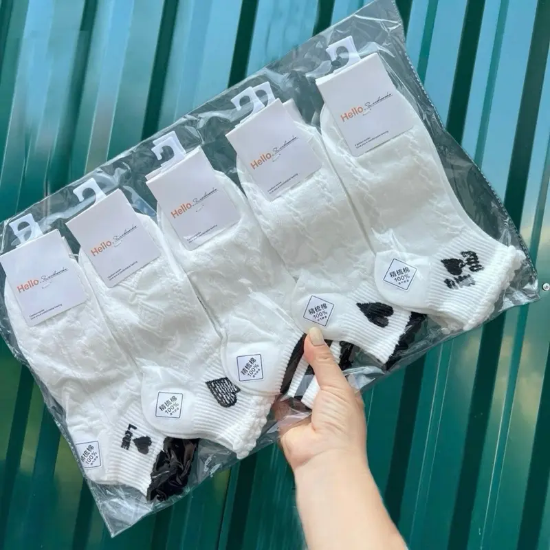 Set 5 đôi cổ ngắn tổng hợp màu trắng cotton kháng khuẩn thấm hút mồ hôi tốt MOHALI SVN069 4
