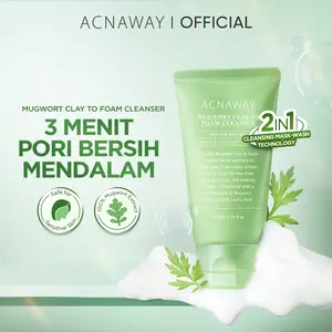 ACNAWAY Deep Cleansing Mask & Facial Wash 2in1 - Clay to Foam Pembersih Mendalam Kontrol Minyak Perawatan Jerawat Pembersih Pori Mengangkat Sel Kulit Mati Menenangkan Kulit Sabun Cuci Muka Facial Wash Acnaway Official Store
