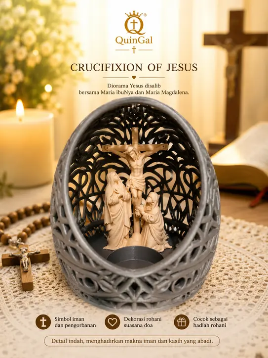 Lampu Meja Katolik Crucifixion of Jesus Miniatur Yesus Disalib Dekorasi Rumah Doa