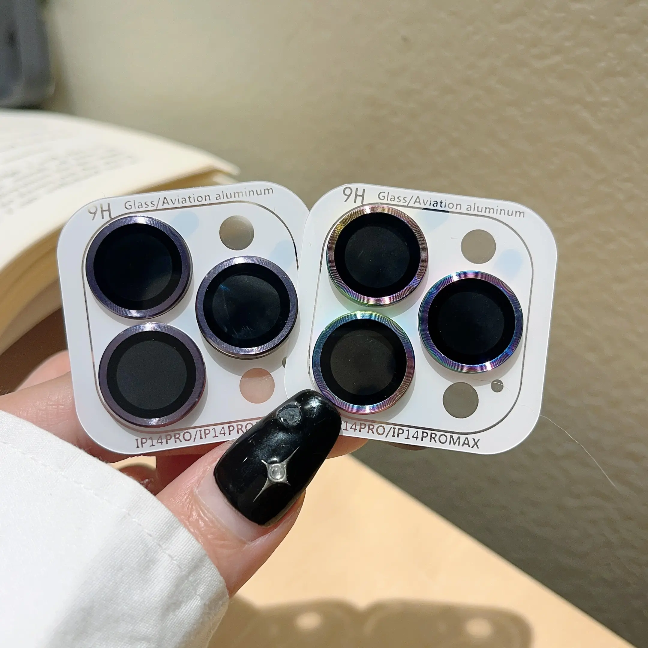 Mobile phone lens film, CD pattern, compatible with iPhone 12, 13, 14 Pro Max, 14plus, 13mini, 9H tempered glass, film cover, camera lens protector