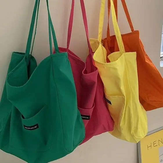 Túi Vải Bố, Phong Cách Cổ Điển Hàn Quốc, Thiết Kế Đơn Giản, Màu Pastel, Thường Ngày, Dung Tích Lớn, Thời Trang, Thích Hợp Đi Làm Hàng Ngày Của Phụ Nữ, Túi Đeo Vai