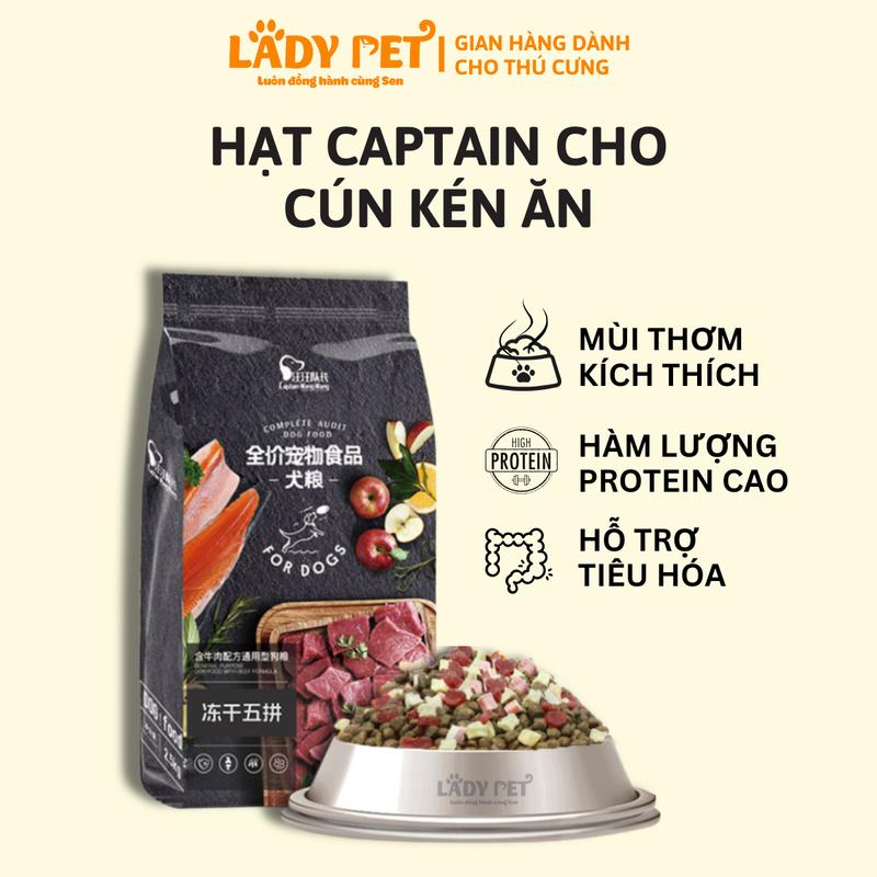  Túi Nguyên Seal 2.5kg Hạt Captain Bò - Phô Mai - Cá Hồi Dành Cho Cún Kén Ăn 