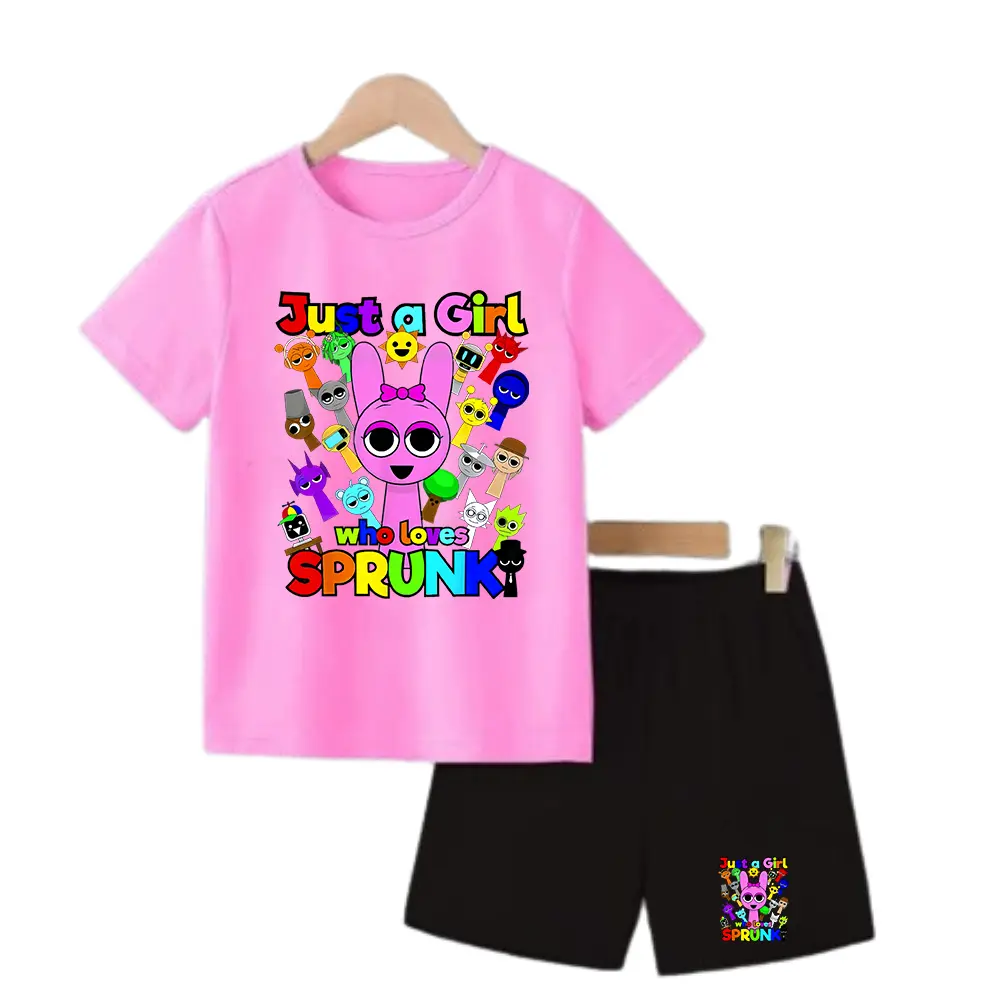 SETELAN ANAK-ANAK COWOK DAN CEWEK MOTIF  SPRUNKI  / BAJU ANAK-ANAK LAKI - LAKI DAN PEREMPUAN / KAOS ANAK SET ANAK PRIA DAN WANITA / SPRUNKI GIRL