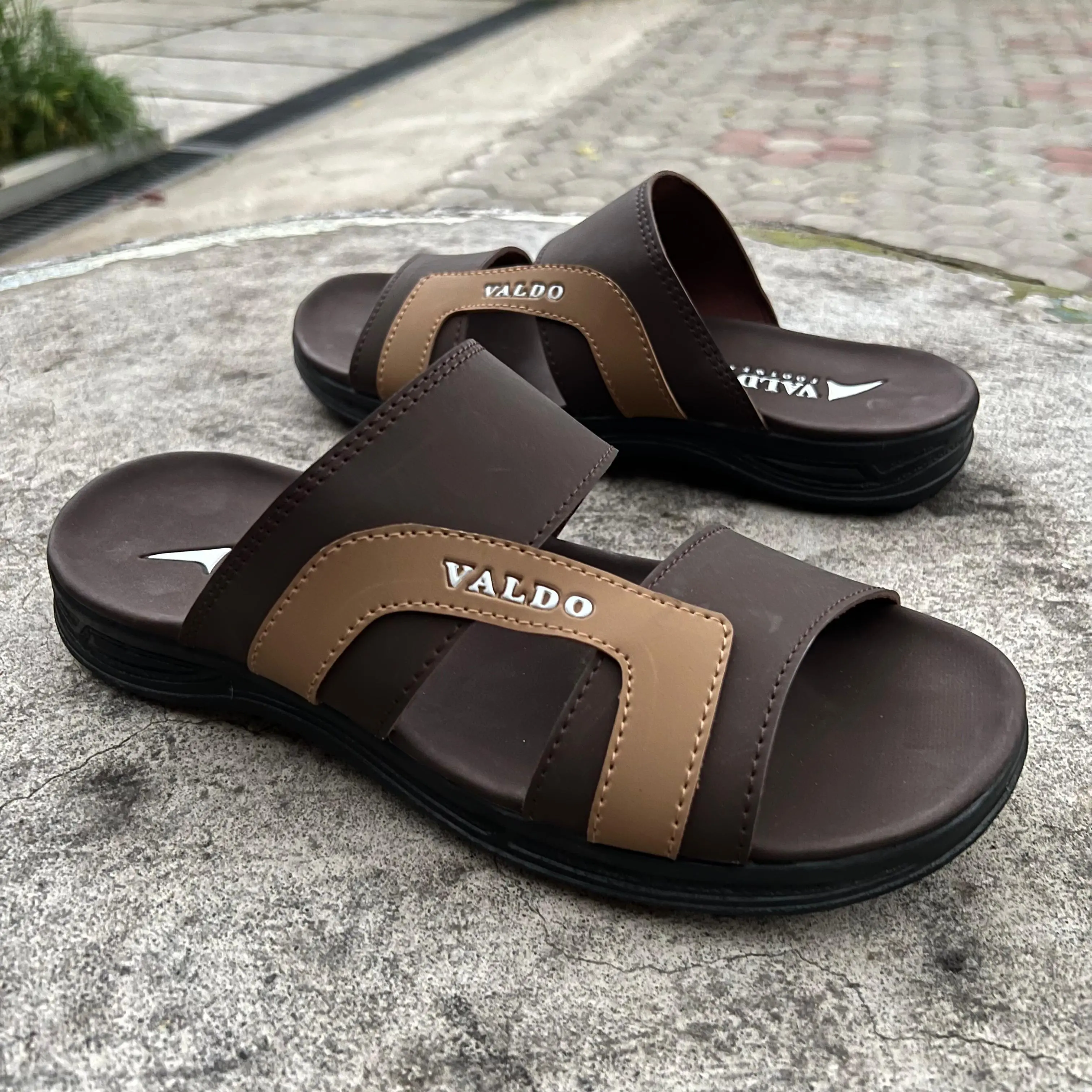 Sandal Pria Slop Distro Casual Alpha 01 Coklat Size 39-43 Sendal Jepit