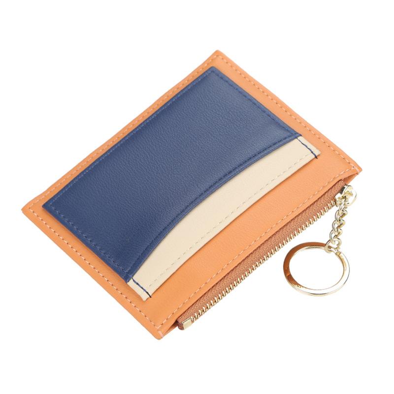 Baellerry Womens Korean Style Patchwork PU Zippered Key Holder Multiple Card Slots Compact Wallet 8