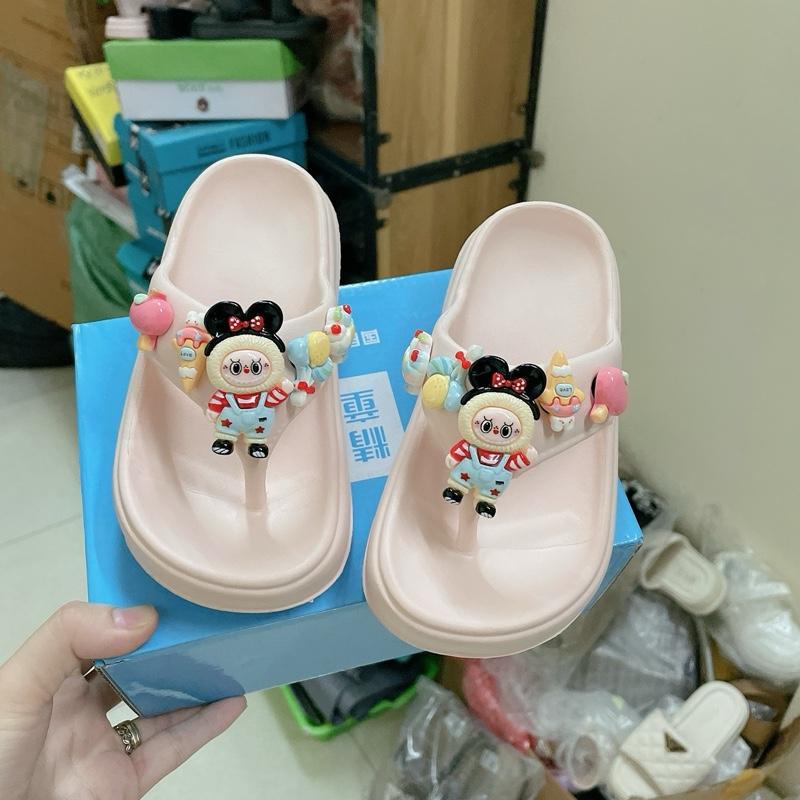 Dép lê bé gái, dép kẹp xỏ ngón cho bé từ 4 đến 12 tuổi hoạ tiết stiker đế độn, chất EVA siêu nhẹ 8