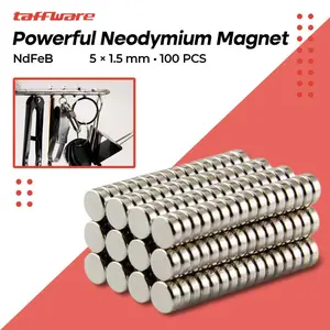 Taffware Magnet Bulat Powerful Neodymium NdFeB N25 5x1.5mm 100 PCS