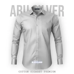 Kemeja Polos Pria Warna Abu Abu Silver Katun Sigaret Premium Lengan Panjang Pendek Baju Distro